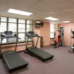 gym room with treadmill and cycle